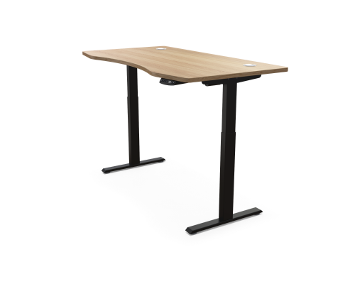 Hi5 Model E Intelligent Household Desk Adjustable Height and Height Memory Storage-Oak Table Top & Black Frame