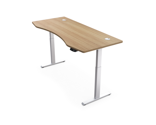 Hi5 E Form Smart Household Workstation Adjustable Height Desk-Oak Table Top & White Frame