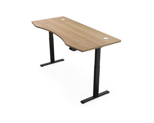 Hi5 E Form Smart Household Standing Workstation Adjustable Height Desk Smooth Lifting-Oak Table Top & White Frame