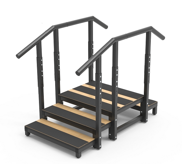 Square tube simple Two-Sided High Low Rehabilitation Staircase (Black)