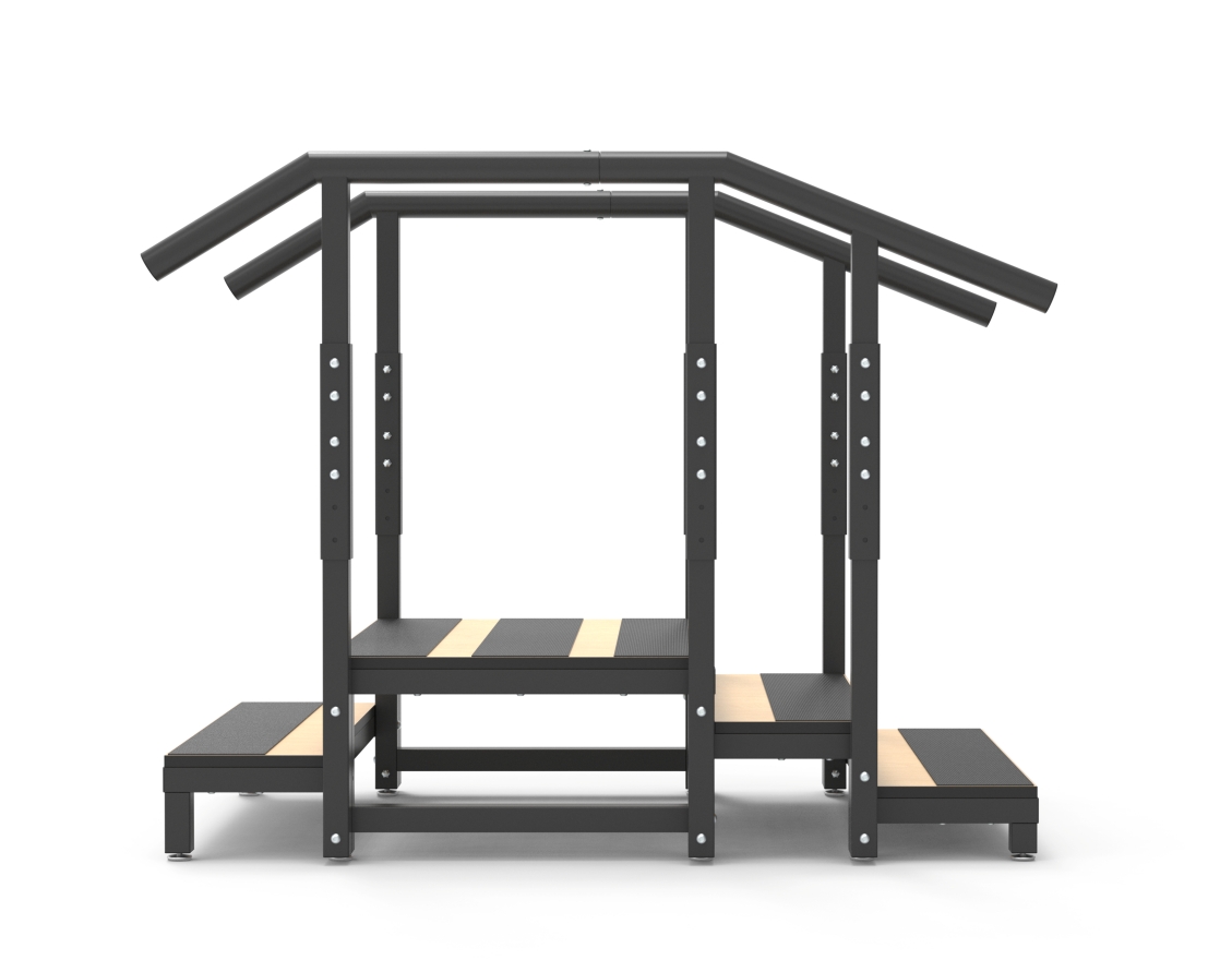 Square tube simple Two-Sided High Low Rehabilitation Staircase (Black)