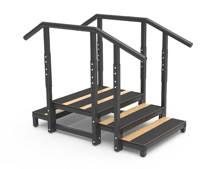 Square tube simple Two-Sided High Low Rehabilitation Staircase (Black)